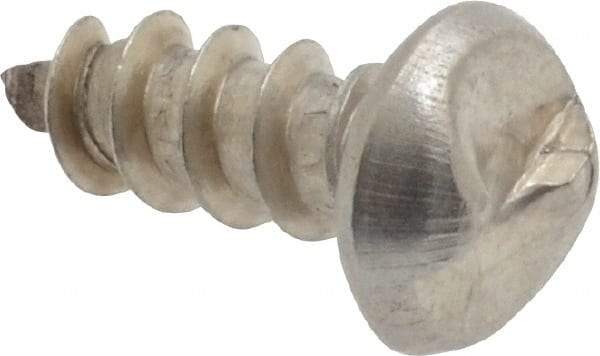 Made in USA - #10 Round Head Slotted Sheet Metal Screw - Stainless Steel, 1/2" Length Under Head, Grade 18-8 - Americas Industrial Supply
