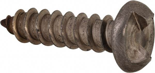 Made in USA - #14 Round Head Slotted Sheet Metal Screw - Stainless Steel, 1" Length Under Head, Grade 18-8 - Americas Industrial Supply