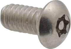 Made in USA - 1/4-20 UNC, 1/2" Length Under Head Torx Drive Machine Screw - Button Head, Grade 18-8 Stainless Steel, Uncoated, Without Washer - Americas Industrial Supply
