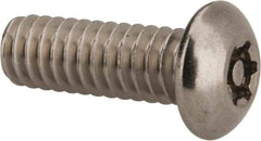 Made in USA - 1/4-20 UNC, 3/4" Length Under Head Torx Drive Machine Screw - Button Head, Grade 18-8 Stainless Steel, Uncoated, Without Washer - Americas Industrial Supply
