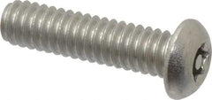 Made in USA - 1/4-20 UNC, 1" Length Under Head Torx Drive Machine Screw - Button Head, Grade 18-8 Stainless Steel, Uncoated, Without Washer - Americas Industrial Supply