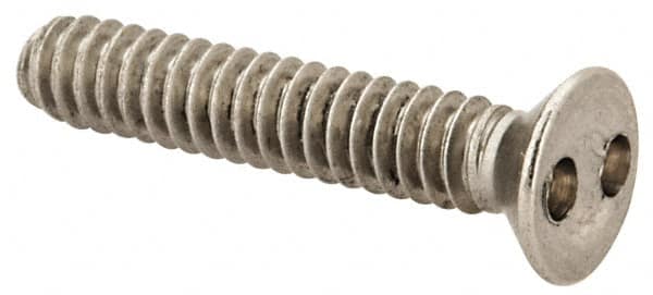 Made in USA - #6-32 UNC, 3/4" OAL Spanner Drive Machine Screw - Flat Head, Grade 18-8 Stainless Steel, Uncoated, Without Washer - Americas Industrial Supply