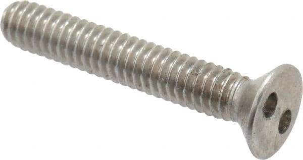 Made in USA - #8-32 UNC, 1" OAL Spanner Drive Machine Screw - Flat Head, Grade 18-8 Stainless Steel, Uncoated, Without Washer - Americas Industrial Supply