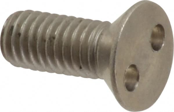Made in USA - #10-32 UNF, 1/2" OAL Spanner Drive Machine Screw - Flat Head, Grade 18-8 Stainless Steel, Uncoated, Without Washer - Americas Industrial Supply