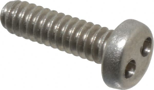 Made in USA - #6-32 UNC, 1/2" OAL Spanner Drive Machine Screw - Pan Head, Grade 18-8 Stainless Steel, Uncoated, Without Washer - Americas Industrial Supply