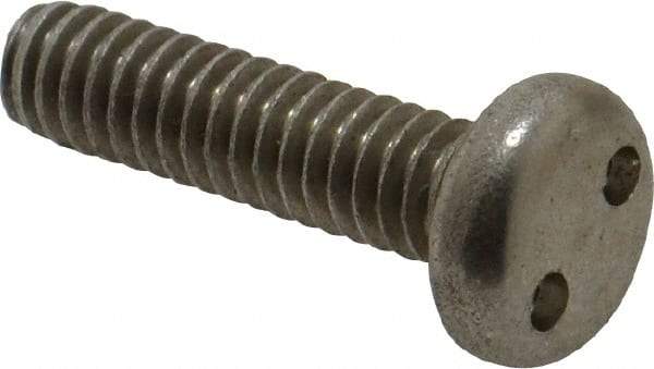 Made in USA - 1/4-20 UNC, 1" OAL Spanner Drive Machine Screw - Pan Head, Grade 18-8 Stainless Steel, Uncoated, Without Washer - Americas Industrial Supply