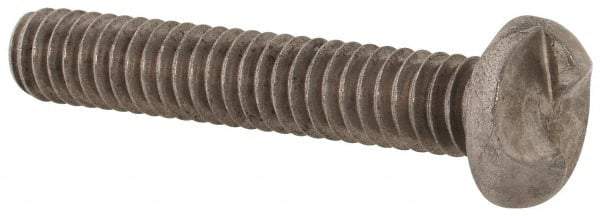 Made in USA - 1/4-20 UNC, 1-1/2" Length Under Head One Way Drive Machine Screw - Round Head, Grade 18-8 Stainless Steel, Uncoated, Without Washer - Americas Industrial Supply