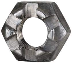 Value Collection - 1/4-28 UNF Grade 5 Steel Castle Locknut - 7/16" Width Across Flats, 9/32" High, Uncoated - Americas Industrial Supply