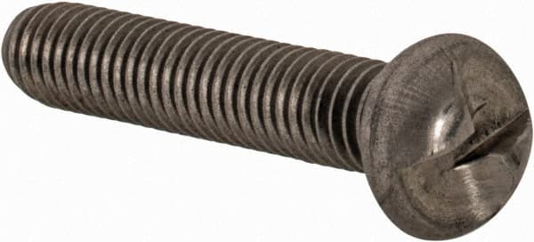 Made in USA - #10-32 UNF, 1" Length Under Head One Way Drive Machine Screw - Round Head, Grade 18-8 Stainless Steel, Uncoated, Without Washer - Americas Industrial Supply