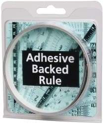 Made in USA - 9 Ft. Long x 1/2 Inch Wide, 1/32 Inch Graduation, Silver, Mylar Adhesive Tape Measure - Reads Left to Right, Horizontal Scale - Americas Industrial Supply