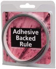 Made in USA - 9 Ft. Long x 1/2 Inch Wide, 1/32 Inch Graduation, Silver, Mylar Adhesive Tape Measure - Reads Right to Left, Horizontal Scale - Americas Industrial Supply