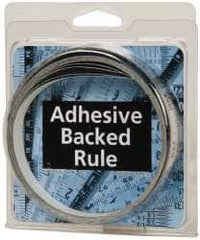 Made in USA - 12 Ft. Long x 1/2 Inch Wide, 1/32 Inch Graduation, Silver, Mylar Adhesive Tape Measure - Reads Right to Left, Horizontal Scale - Americas Industrial Supply