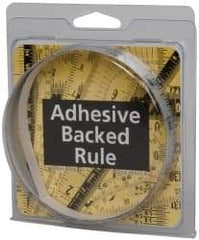 Made in USA - 3 Ft. Long x 1/2 Inch Wide, 1/16 Inch Graduation, Silver, Mylar Adhesive Tape Measure - Reads Left to Right, Horizontal Scale - Americas Industrial Supply