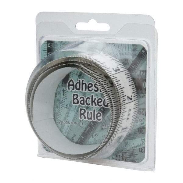 Made in USA - 3 Ft. Long x 1-1/4 Inch Wide, 1/16 Inch Graduation, Clear, Mylar Adhesive Tape Measure - Reads Right to Left, Horizontal Scale - Americas Industrial Supply