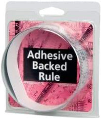 Made in USA - 3 Ft. Long x 1-1/4 Inch Wide, 1/16 Inch Graduation, Silver, Mylar Adhesive Tape Measure - Reads Left to Right, Horizontal Scale - Americas Industrial Supply