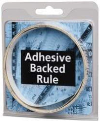 Made in USA - 6 Ft. Long x 1/2 Inch Wide, 1/16 Inch Graduation, Clear, Mylar Adhesive Tape Measure - Reads Left to Right, Horizontal Scale - Americas Industrial Supply