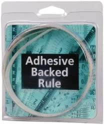 Made in USA - 6 Ft. Long x 1/2 Inch Wide, 1/16 Inch Graduation, Clear, Mylar Adhesive Tape Measure - Reads Right to Left, Horizontal Scale - Americas Industrial Supply