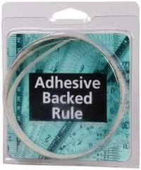 Made in USA - 6 Ft. Long x 1/2 Inch Wide, 1/16 Inch Graduation, Clear, Mylar Adhesive Tape Measure - Reads Right to Left, Horizontal Scale - Americas Industrial Supply