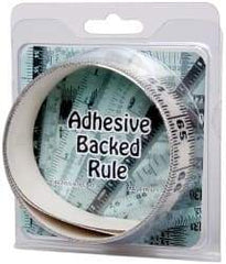 Made in USA - 6 Ft. Long x 1-1/4 Inch Wide, 1/16 Inch Graduation, Clear, Mylar Adhesive Tape Measure - Reads Left to Right, Horizontal Scale - Americas Industrial Supply