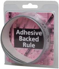 Made in USA - 6 Ft. Long x 1-1/4 Inch Wide, 1/16 Inch Graduation, Silver, Mylar Adhesive Tape Measure - Reads Left to Right, Horizontal Scale - Americas Industrial Supply