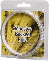 Made in USA - 9 Ft. Long x 1/2 Inch Wide, 1/16 Inch Graduation, Clear, Mylar Adhesive Tape Measure - Reads Left to Right, Horizontal Scale - Americas Industrial Supply