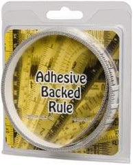 Made in USA - 9 Ft. Long x 1/2 Inch Wide, 1/16 Inch Graduation, Clear, Mylar Adhesive Tape Measure - Reads Left to Right, Horizontal Scale - Americas Industrial Supply