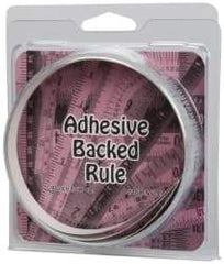 Made in USA - 9 Ft. Long x 1/2 Inch Wide, 1/16 Inch Graduation, Silver, Mylar Adhesive Tape Measure - Reads Left to Right, Horizontal Scale - Americas Industrial Supply
