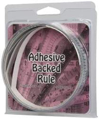 Made in USA - 9 Ft. Long x 1/2 Inch Wide, 1/16 Inch Graduation, Silver, Mylar Adhesive Tape Measure - Reads Right to Left, Horizontal Scale - Americas Industrial Supply