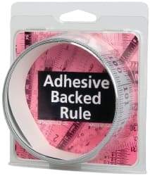 Made in USA - 9 Ft. Long x 1-1/4 Inch Wide, 1/16 Inch Graduation, Silver, Mylar Adhesive Tape Measure - Reads Left to Right, Horizontal Scale - Americas Industrial Supply
