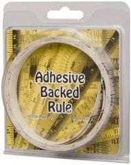 Made in USA - 12 Ft. Long x 1/2 Inch Wide, 1/16 Inch Graduation, Clear, Mylar Adhesive Tape Measure - Reads Left to Right, Horizontal Scale - Americas Industrial Supply