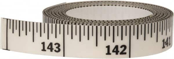 Made in USA - 12 Ft. Long x 1/2 Inch Wide, 1/16 Inch Graduation, Clear, Mylar Adhesive Tape Measure - Reads Right to Left, Horizontal Scale - Americas Industrial Supply