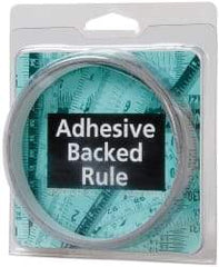 Made in USA - 12 Ft. Long x 1/2 Inch Wide, 1/16 Inch Graduation, Silver, Mylar Adhesive Tape Measure - Reads Left to Right, Horizontal Scale - Americas Industrial Supply