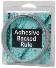 Made in USA - 12 Ft. Long x 1/2 Inch Wide, 1/16 Inch Graduation, Silver, Mylar Adhesive Tape Measure - Reads Right to Left, Horizontal Scale - Americas Industrial Supply