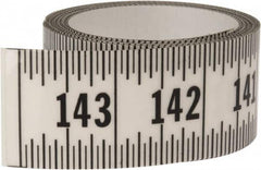 Made in USA - 12 Ft. Long x 1-1/4 Inch Wide, 1/16 Inch Graduation, Clear, Mylar Adhesive Tape Measure - Reads Right to Left, Horizontal Scale - Americas Industrial Supply