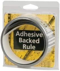 Made in USA - 12 Ft. Long x 1-1/4 Inch Wide, 1/16 Inch Graduation, Silver, Mylar Adhesive Tape Measure - Reads Left to Right, Horizontal Scale - Americas Industrial Supply