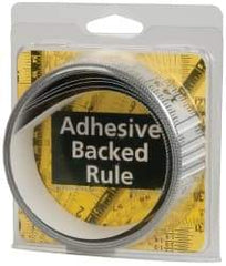 Made in USA - 12 Ft. Long x 1-1/4 Inch Wide, 1/16 Inch Graduation, Silver, Mylar Adhesive Tape Measure - Reads Right to Left, Horizontal Scale - Americas Industrial Supply