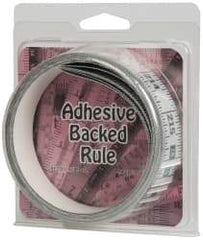 Made in USA - 18 Ft. Long x 1 Inch Wide, 1/16 Inch Graduation, Silver, Mylar Adhesive Tape Measure - Reads Left to Right, Horizontal Scale - Americas Industrial Supply