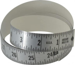 Made in USA - 18 Ft. Long x 1 Inch Wide, 1/16 Inch Graduation, Silver, Mylar Adhesive Tape Measure - Reads Right to Left, Horizontal Scale - Americas Industrial Supply