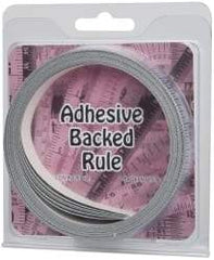 Made in USA - 24 Ft. Long x 1/2 Inch Wide, 1/16 Inch Graduation, Silver, Mylar Adhesive Tape Measure - Reads Right to Left, Horizontal Scale - Americas Industrial Supply