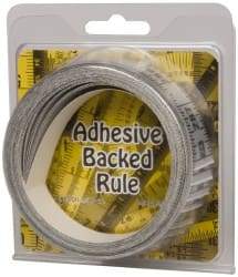 Made in USA - 24 Ft. Long x 1 Inch Wide, 1/16 Inch Graduation, Silver, Mylar Adhesive Tape Measure - Reads Right to Left, Horizontal Scale - Americas Industrial Supply