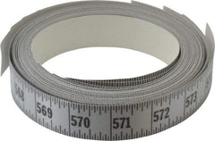 Made in USA - 48 Ft. Long x 1 Inch Wide, 1/16 Inch Graduation, Silver, Mylar Adhesive Tape Measure - Reads Left to Right, Horizontal Scale - Americas Industrial Supply