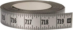 Made in USA - 60 Ft. Long x 1 Inch Wide, 1/16 Inch Graduation, Silver, Mylar Adhesive Tape Measure - Reads Left to Right, Horizontal Scale - Americas Industrial Supply