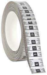 Made in USA - 60 Ft. Long x 1 Inch Wide, 1/16 Inch Graduation, Silver, Mylar Adhesive Tape Measure - Reads Right to Left, Horizontal Scale - Americas Industrial Supply