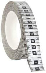 Made in USA - 60 Ft. Long x 1 Inch Wide, 1/16 Inch Graduation, Silver, Mylar Adhesive Tape Measure - Reads Right to Left, Horizontal Scale - Americas Industrial Supply