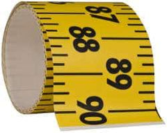 Made in USA - 7.5 Ft. Long x 3 Inch Wide, 1/4 Inch Graduation, Yellow, Mylar Adhesive Tape Measure - Reads Left to Right, Horizontal Scale - Americas Industrial Supply