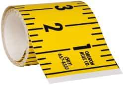 Made in USA - 7.5 Ft. Long x 3 Inch Wide, 1/4 Inch Graduation, Yellow, Mylar Adhesive Tape Measure - Reads Right to Left, Horizontal Scale - Americas Industrial Supply