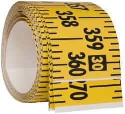 Made in USA - 30 Ft. Long x 3 Inch Wide, 1/4 Inch Graduation, Yellow, Mylar Adhesive Tape Measure - Reads Left to Right, Horizontal Scale - Americas Industrial Supply
