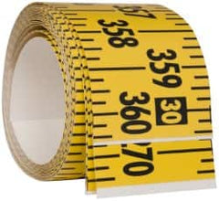 Made in USA - 30 Ft. Long x 3 Inch Wide, 1/4 Inch Graduation, Yellow, Mylar Adhesive Tape Measure - Reads Left to Right, Horizontal Scale - Americas Industrial Supply