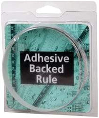 Made in USA - 1 m Long x 1/2 Inch Wide, 1/16 Inch Graduation, White, Mylar Adhesive Tape Measure - Reads Left to Right, Horizontal Scale - Americas Industrial Supply