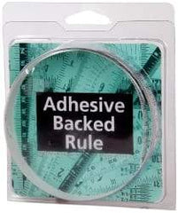 Made in USA - 2 m Long x 1/2 Inch Wide, 1/16 Inch Graduation, White, Mylar Adhesive Tape Measure - Reads Left to Right, Horizontal Scale - Americas Industrial Supply